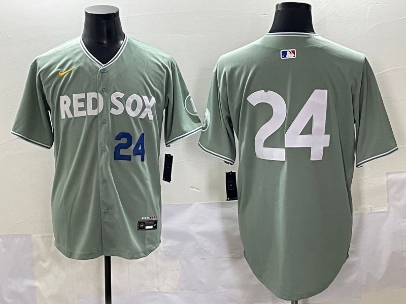 Men 2025 Boston Red Sox #24 No Name Light Green Joint Name Nike MLB Jersey style 4->boston red sox->MLB Jersey